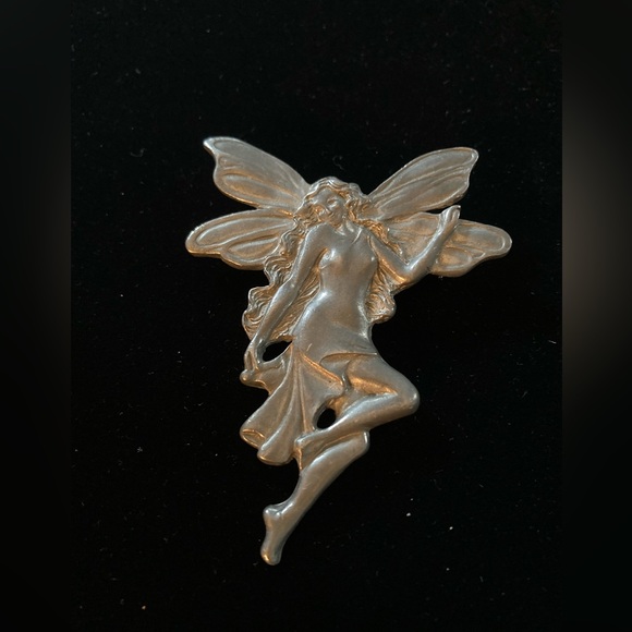 4 pc set Fairies. 925 silver Ring (Sz8) & Earrings Vintage Seagull pewter Brooch - Picture 2 of 14
